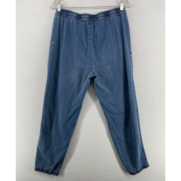EILEEN FISHER Pants XS Tencel Organic Cotton Chambray Utility Tapered Ankle Blue - Picture 2 of 16